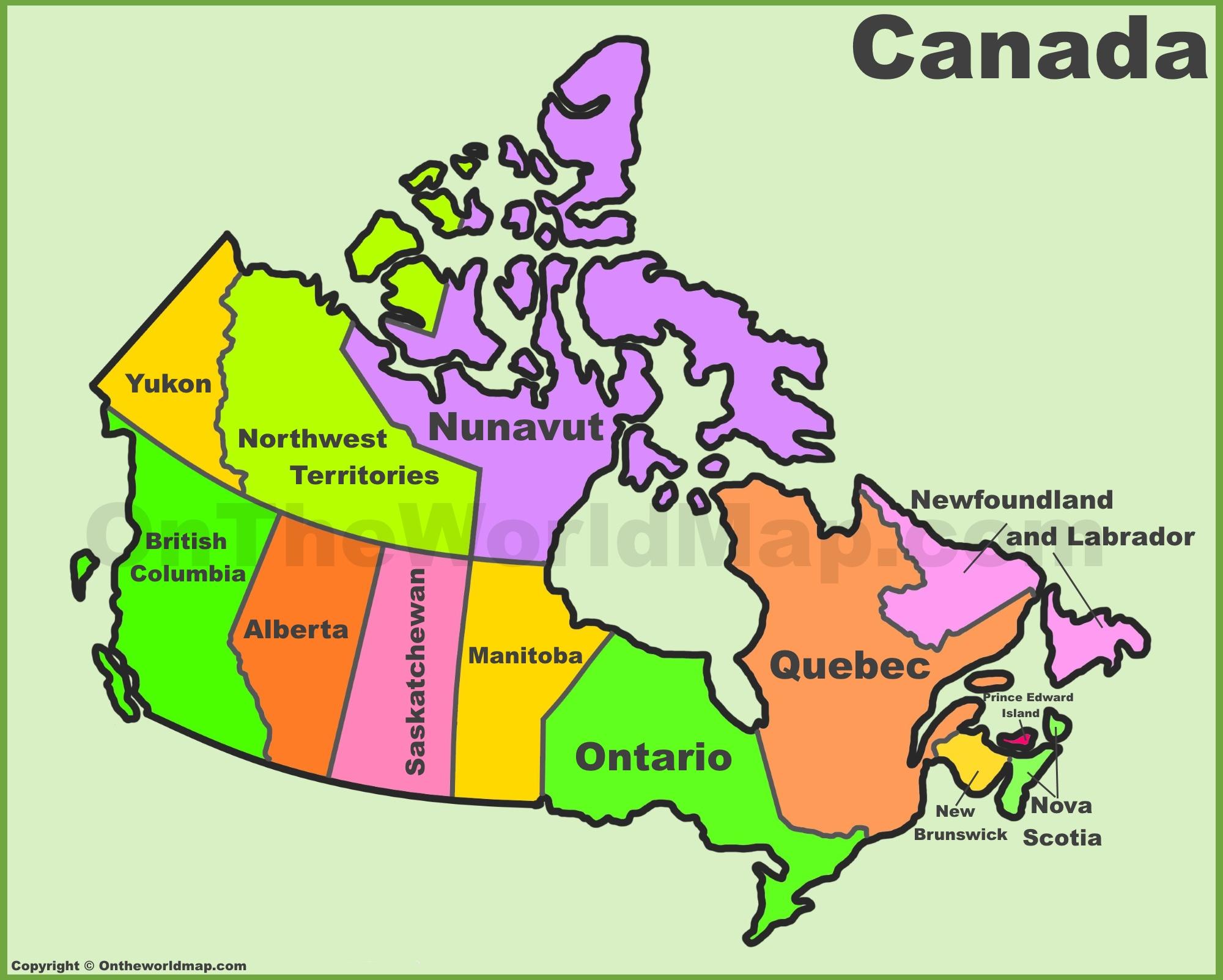 harta canadei cu provinciile Harta Canadei și Provincii Harta Din Canada și Provinciile Sale America De Nord America harta canadei cu provinciile